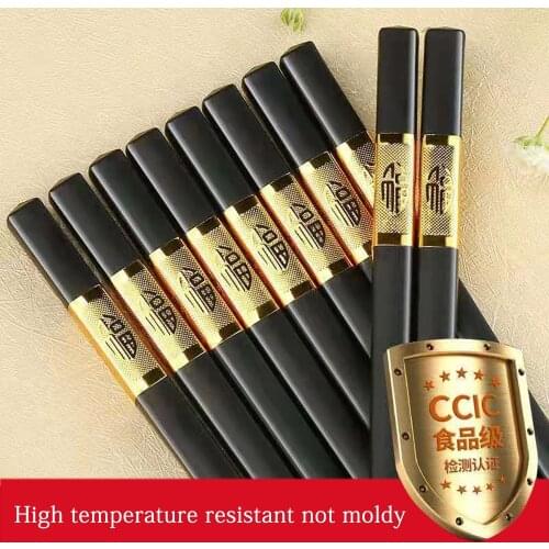 10Paired Chopsticks Food Sticks Sushi Chinese Hotpot Kitchen Dishes Set Chopstick Tableware Non Slip Plastic Alloy Clip Reusable