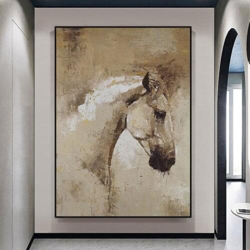 100% Hand Painted Modern Retro Horse Abstract Canvas Wall Art Living Room Wall Pictures No Framed Painting Art Large Size