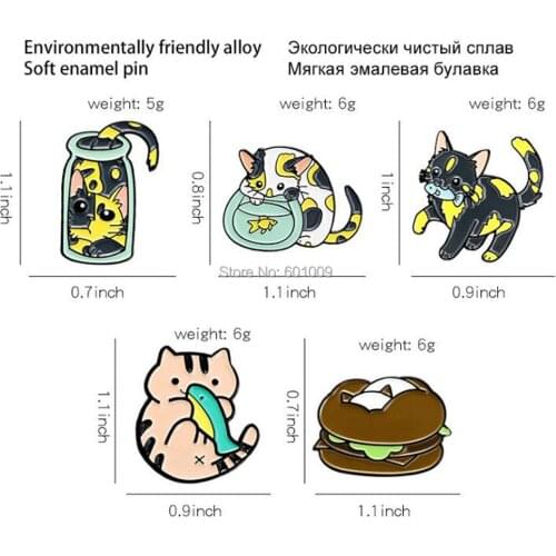 20/Lot JEWELRY Cat Brooch Figures Pin For Lapel Action Figure Toy