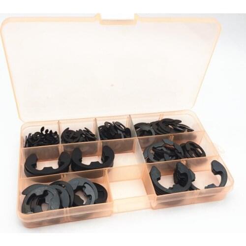 200Pcs M6-M20 Internal External Retaining Circlips C-clip Washers Assortment Kit GB896 open baffle clamp spring