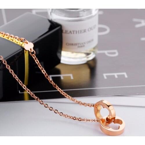 2020 Girls Best Jewelry Gold Color Clavicle Necklaces For Women Romantic Femme Double Buckle Necklaces Pendants For Female