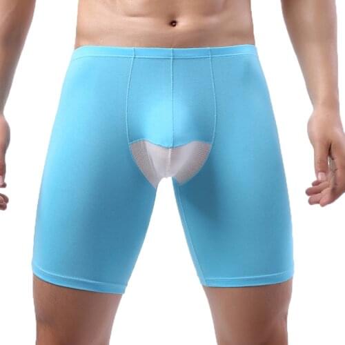 2XL Cotton Long Boxer Shorts Men Underwear Boxershorts Cueca Breathable Penis Pouch Panties Sports Workout Trunks Plus Size