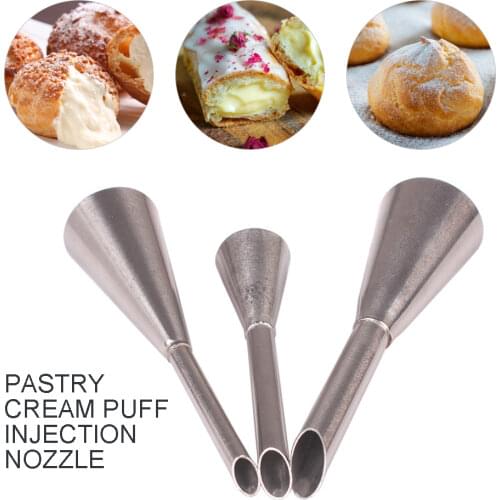 5/6/8mm Cream Icing Piping Tip Stainless Steel Puff Injected Nozzles Russian Syringe Puff Cake Pastry Confectionery Tools