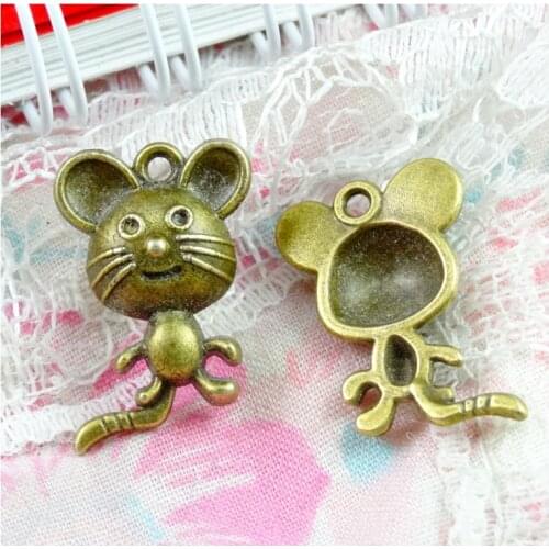 50pcs 13.5*20.5MM Vintage Mouse Pendants Charm For Jewelry Making Antique Bronze Color Mouse Pendants Charm Mouse