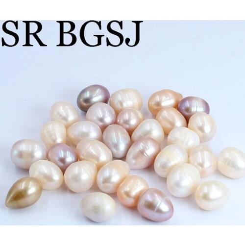 Free Shipping 10x12mm 10pcs AA Rice Mixed Colors No Hole Undrilled Natural Freshwater Pearl Handwork DIY Loose Beads