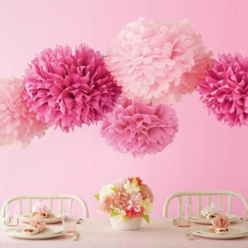 Free Shipping 4" 10cm 100 pcs/lot Tissue Paper pom poms Flower Wedding Modern Festive Party Supplies Hanging Decoration