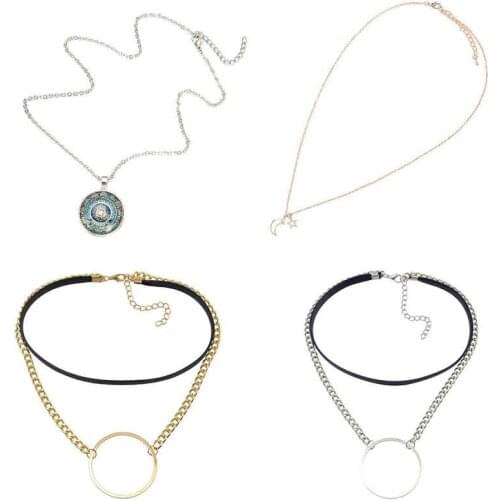 Pendant Gold Color Chain Fashion Women Silver Color Long Statement Crystal Necklace