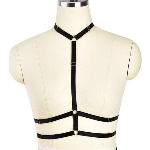 Black Body Harness Lingerie Elastic Crop Tops Cage Bondage harness bra Punk Goth Harajuku Fetish Erotic Halloween Rave