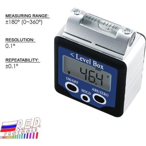 Digital Spirit Level Angle Gauge Inclinometer Box +/-180 degree Accuracy 0.1 degree Bevel Box w/ Magnet