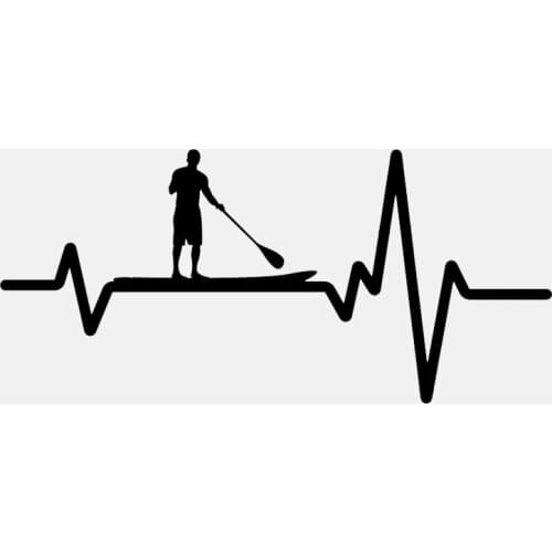 Dawasaru Personalized Car Sticker Paddle Board SUP Stand Up Guy Heartbeat Vinyl,16cm*7cm