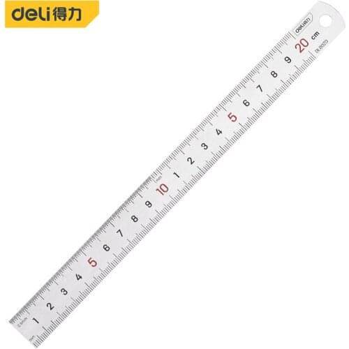 Deli 200mm Double Sided Stainless Steel Straight Ruler Metal Scale Precision Measuring Hand Tool Stationery Drafting Accessory