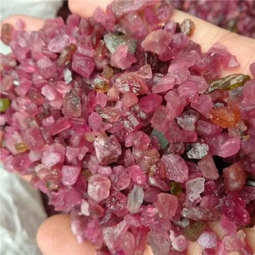 DHX SW top quality wholesale raw pink tourmaline crystal natural mini stones rough nuggets chips reiki healing gemstone gift