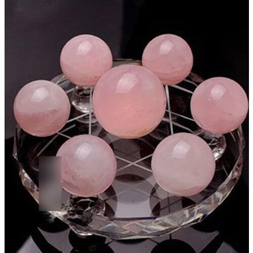 Feng Shui 7 Star Group Natural Pink Chakra Crystal Sphere Ball with Clear Crystal Stand W3063
