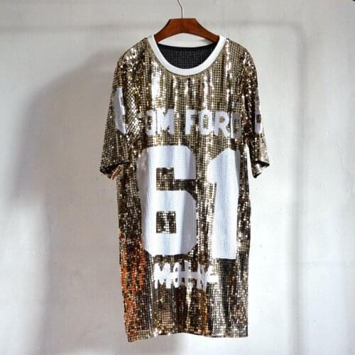 Tumblr Kpop Real Spandex Cotton New Unicorn Womens Free Shipping 2020 Style Digital Sequins Long Short-sleeved Loose T-shirt