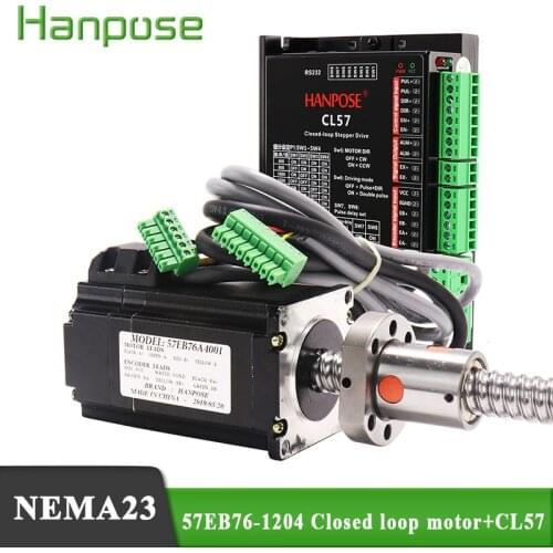 Hybrid Step-servo motor NEMA23 Ball screw Motor 4A 2.2N.m 57EB76-SFU1204 + CL57 Closed Loop Servo Driver CNC Controller Kit