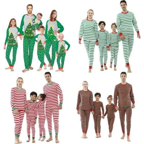 Full Sleeve Cotton Striped Pajamas for Teenager Children Sleepwear Family Matching Christmas Pajama Sets Family Clothes Outfits