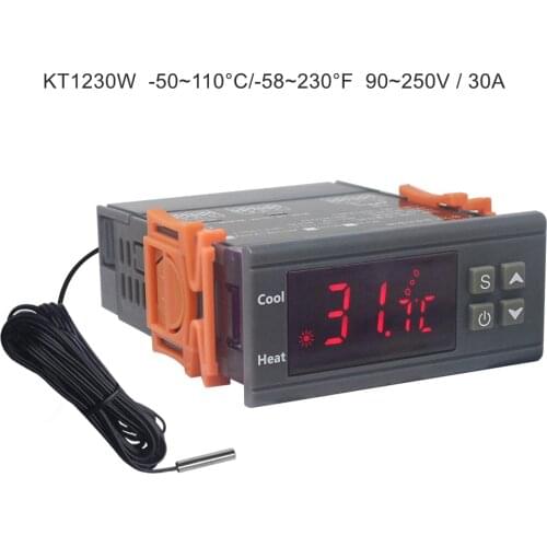 Intelligent Thermostat 30A AC90-250V -50~110°C Temperature Regulator Controller NTC Sensor Heating Cooling C/F Model Optional