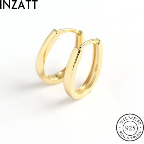 INZATT Real 925 Sterling Silver MInimalist Round Hoop Earrings For Fashion Women INS Fine Jewelry 18k Gold Bohemian Accessories