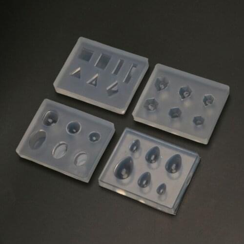 12Pcs Mini Faceted Diamond Crystals Resin Mold Heart Oval Sqaure Round Gemstone Nail Art Templates Carving Mold Tool Kit