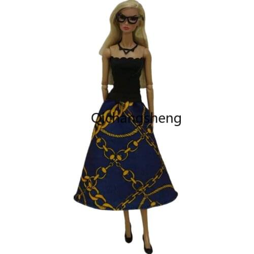 Fashion Black Plaid 1/6 BJD Clothes For Barbie Doll Outfits Off Shoulder Princess Dresses Gown 11,5" Dolls Accessories Kids Toys