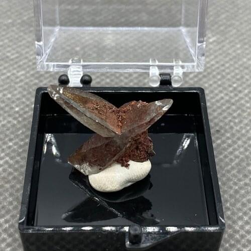 Natural swallowtail twin crystals are very rare and good specimens +Box size 35 mm D 42