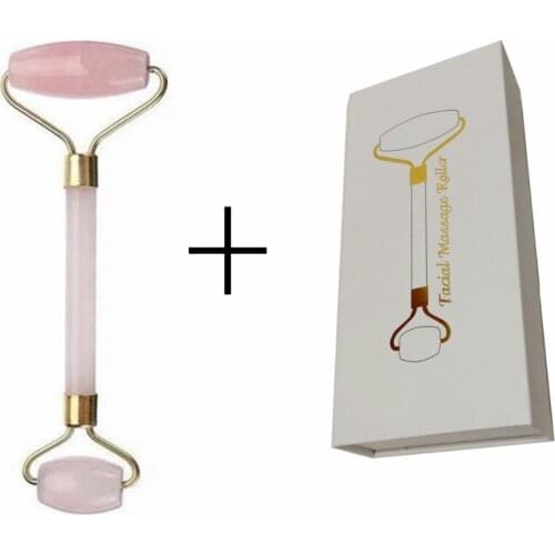Natural Rose Pink Quartz Face Roller,Double Stone Massage Stick for Face,Neck and Eye,Skincare Ice Roller,Stone facial roller