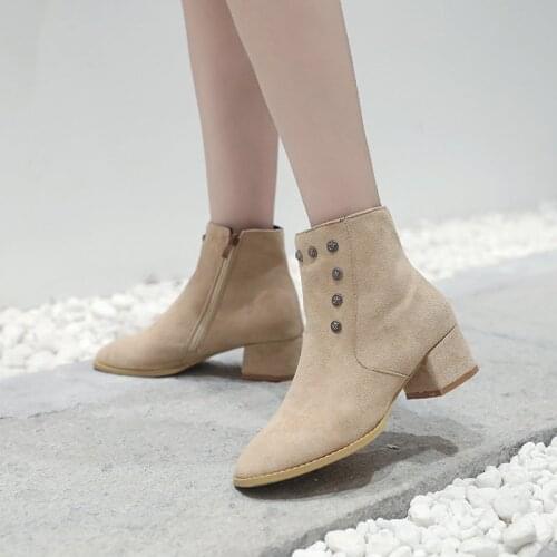 2020 womens shoes new autumn winter fashion woman boots high heels women suede ankle boots pointed toe boots