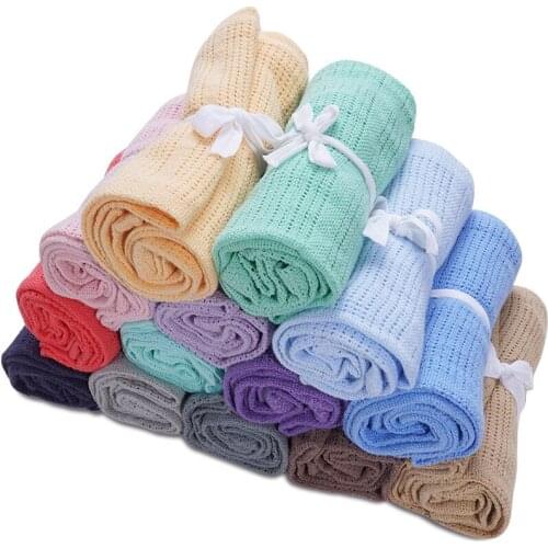 Fashionable 100%Cotton Baby Cellular Blankets Newborn Solid Color Swaddle Wrap Muslin Baby Stuff Bath Towel Stroller Accessories