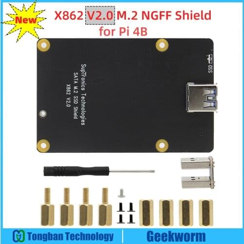 For Raspberry Pi 4, X862 V2.0 M.2 NGFF SATA SSD Storage Expansion Board with USB 3.1 Connector Support Key-B 2280 SSD