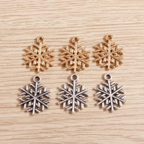 20pcs 15*20mm Gold Silver Color Winter Snow Charms Pendants for Necklaces Earrings Bracelets DIY Handmade Jewelry Making Crafts
