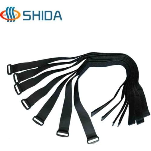 2.5cm width 80cm-300cm Colorful Reuseable Fastening Wrap Magic Tape Strap with Plastic Buckle Nylon Straps Hook&Loop Cable Ties