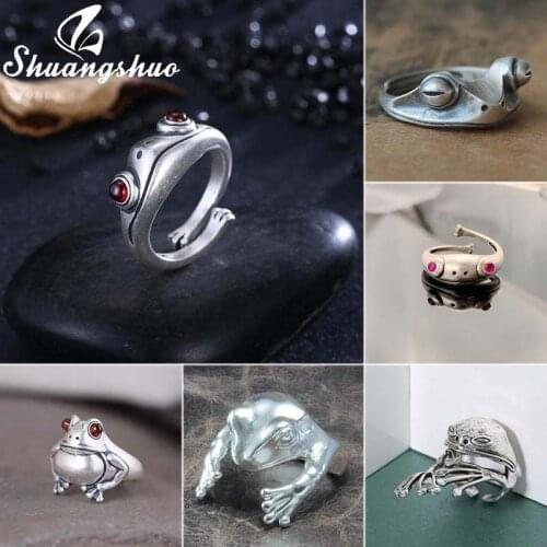 Shuangshuo Bohemian Retro Frog Open Adjust Rings for Women Punk Animal Figure Ring Fashion Party Jewelry Best Friendship Gift