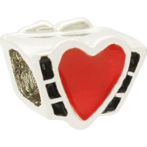 Slide charm Free shippingPersonalized Valentines Day pink enamel charm Bead fit Pandora bracelets charm bracelets and