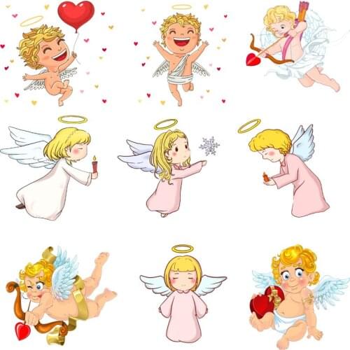 Iron on Transfer for Clothing Thermo-stickers for Children Thermoadhesive Patches Diy Cute Angel Patch Textile Vinyl Stripes C