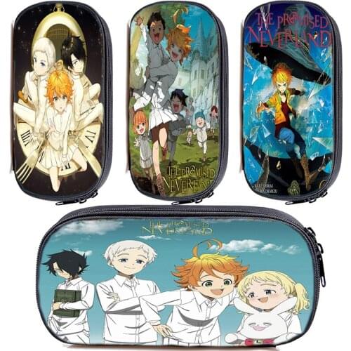 The Promised Neverland Makeup Case Girls Boys Pencil Case Cartoon Pen Bag School Supplies Pen Case Multifunction Stationery Bags