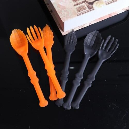 1 Set Good Halloween Fork Disposable Multi-purpose 2 Colors Spoon Cutter Cutlery Set Party Supplies