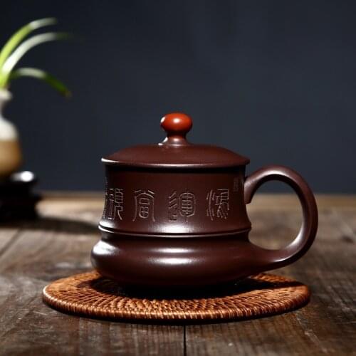Yixing are recommended by the manual old lily lid cup purple clay teapot teacup tea set gift a undertakes
