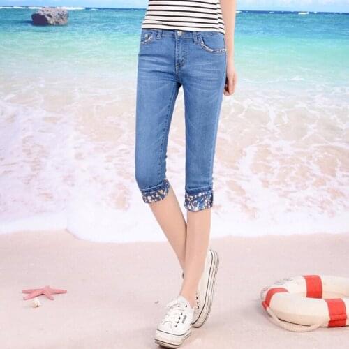 SHERAN 2019 Summer Capri Pants Push Up Jeans Woman Was Thin Women Denim Female Elastic Harem Pants Plus Size Casual Ladies Jeans