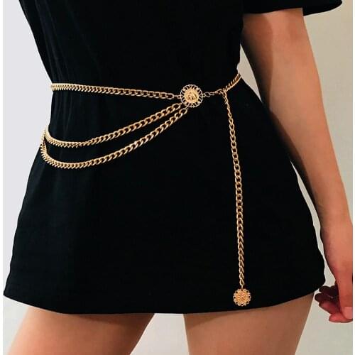 Retro Women Multilayer Pendant Belly Waist Chain Adjustable Waistband Jewelry Body Chain Glittery Rhinestone Crystal Belly 2020