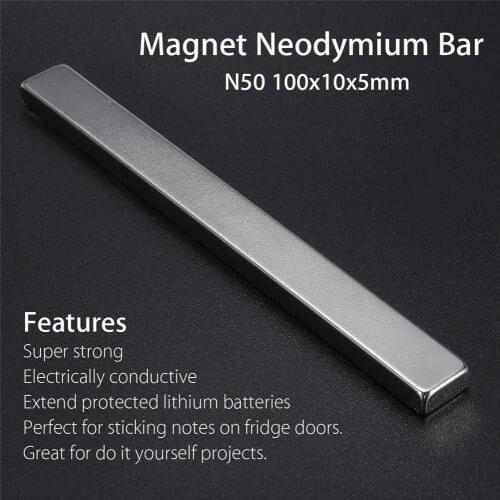 1 Pcs Neodymium Magnet N50 Rectangular Rare Earth Strong Super Powerful Permanent Conductive For Sticking Notes 100x10x5 Mm