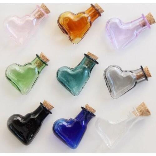 1pcs Heart Shape Mini Empty Glass Bottles With Cork Wishing Message Vials Jars Container Gift 2ml Home Decoration Accessories