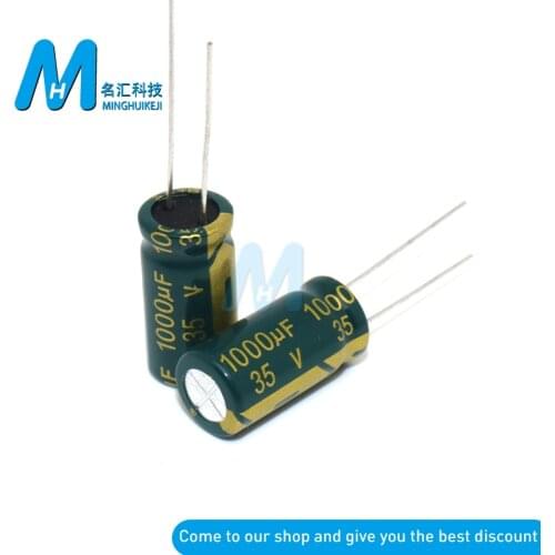 10PCS 35V 1000UF High Frequency Aluminum Electrolytic Capacitor 1000UF 35V 10X20MM 105
