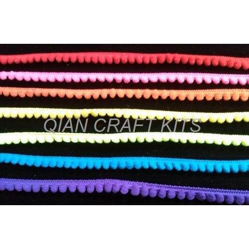 100 yards - rainbow color pom pom trim - size 10 mm (pom pom width 5mm)