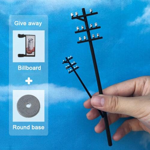 3Pcs/Set Combined 1: 150/87/64 N&Ho Scale Mini Telegraph Pole With Billboard Street Landscape for Sand Table Model Scene Layout