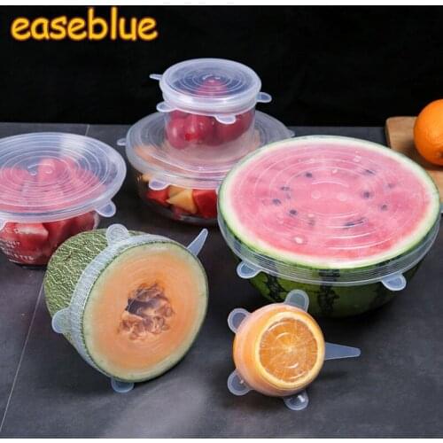 6Pcs/set Universal Silicone Food Cover Bowl Pot Stretch Lid Cover Cooking Food Fresh Cover Drink Cup Cover Microwave Cover