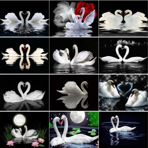 New 5D DIY Diamond Painting Hundred Swans Diamond Embroidery Animal Cross Stitch Full Square Round Drill Crafts Home Decor Gift