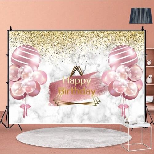 Sparkling Pink Balloons Banner Birthday Party Backdrops Room Wall Decoration Baby Shower Poster Background for Photography