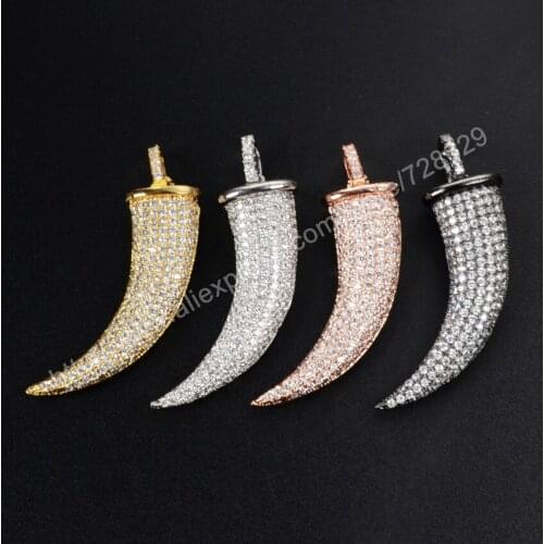 BOROSA 10 pcs New Natural Cubic Zirconia Cooper Crystal Mammoth Tooth Pendant WX038 Drusy Jewelry DIY For Women