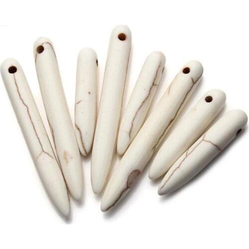 Natural Stone Beads 100pcs/lot 5*35mm 5*40mm 5*45mm 5*50mm White Turquoises Bead Loose Spacer Beads For DIY Necklace Jewelry