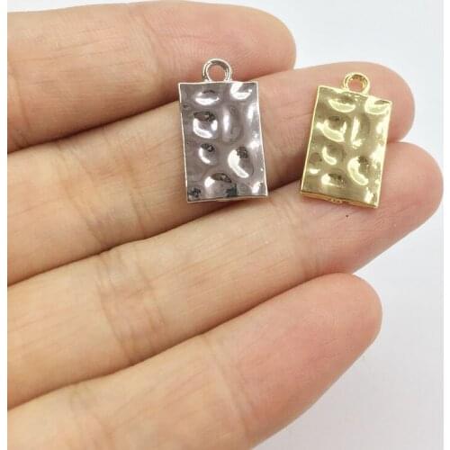 Eruifa 20pcs10*15mm New arrival Hammer print Zinc Alloy Rectangle Coin necklace,earring bracelet jewelry DIY handmade 2 colors